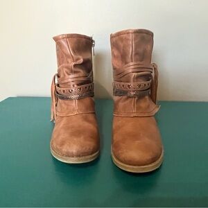 Jellypop Tan Ankle Boots with Strap Detail